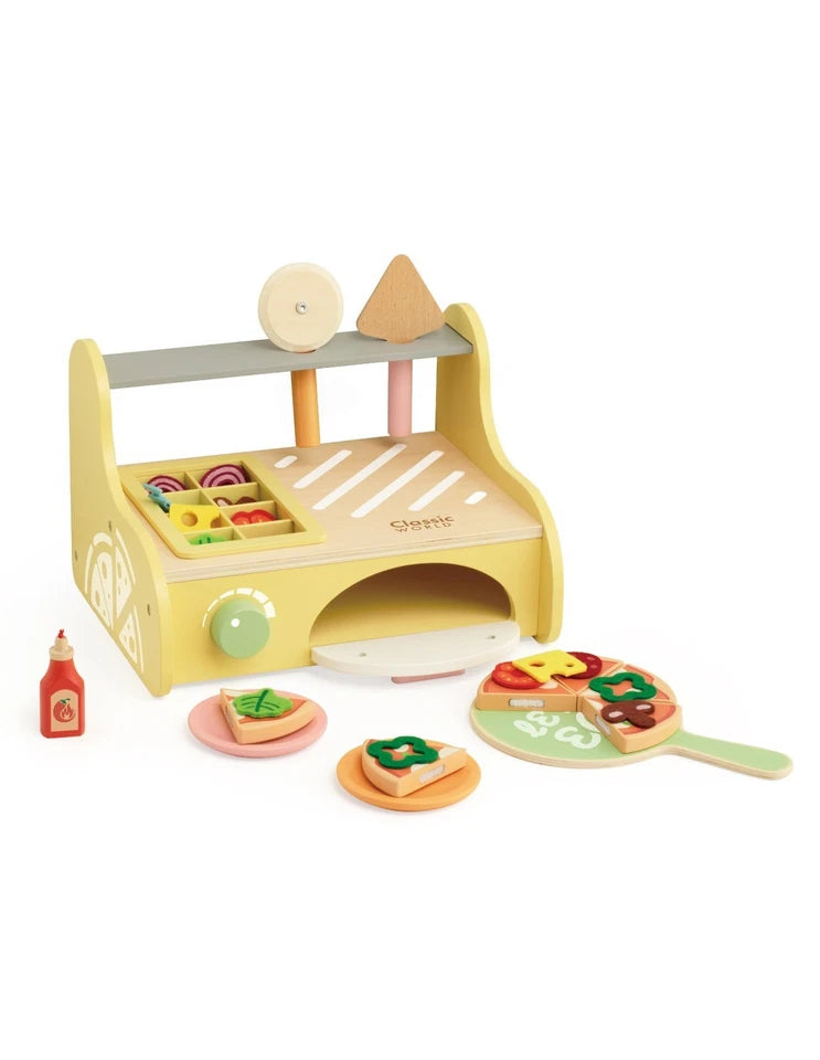 forno della pizza giocattolo in legno cibo e accessori gioco cucina chef pizza
