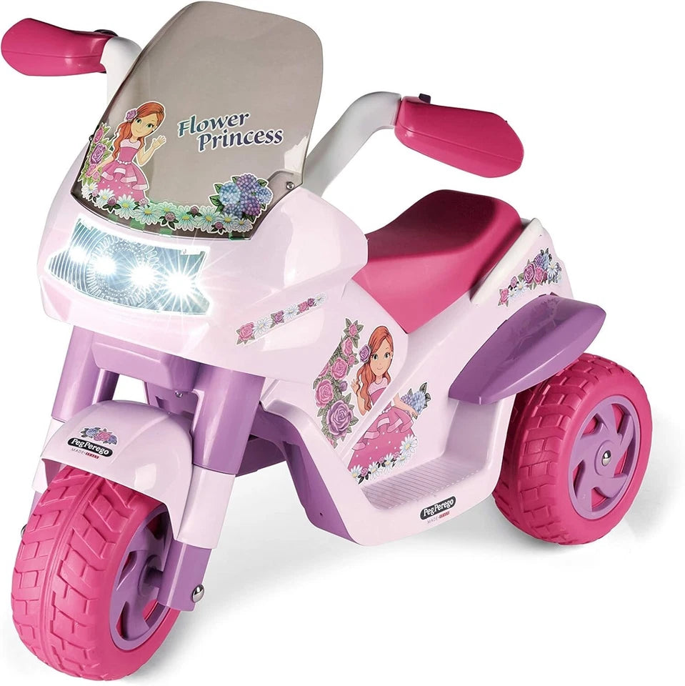PegPerego Flower Princess moto elettrica bambina rosa batteria ricaricabile 6 v