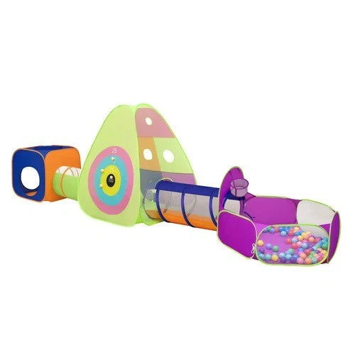Tenda da gioco 5 in 1 Area gioco interni esterni per bambini pop-up + tunnel, casetta, palline canestro bersaglio