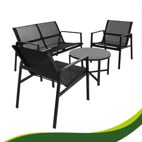 SET DA GIARDINO TERRAZZO 4 POSTI sedie tavolo panca divano in acciaio