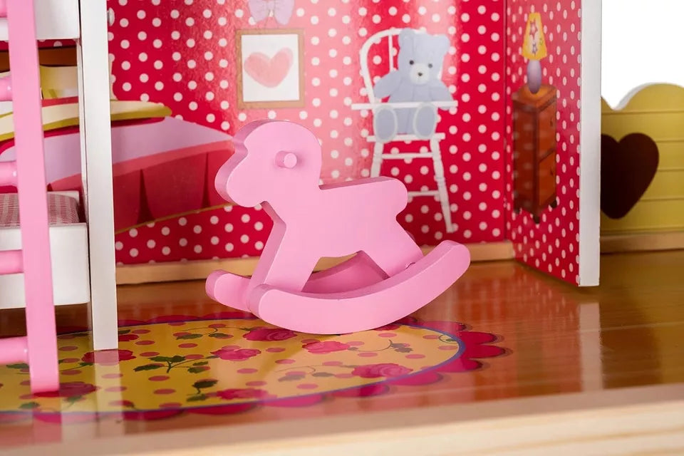 Casa delle Bambole in Legno villa bambole fashion per bambine accessori e luce