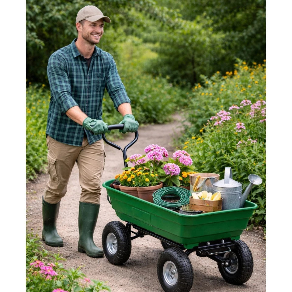 carrello da giardino ribaltabile carrello sterzante portatutto attrezzi giardino