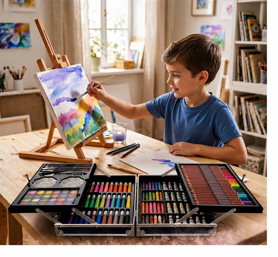 valigetta colori set pittura astronauta per bambini pastelli tempere pennarelli