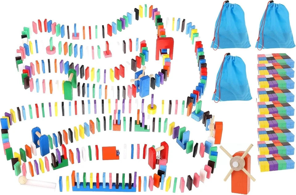 set blocchi in legno costruzioni in legno domino dinamico per bambini 1080 pezzi