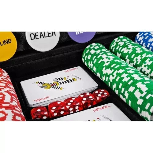 Chips Poker Set da Poker di 500 fiches, Inclusi 2 Mazzi di Carte da Poker 5 Dadi