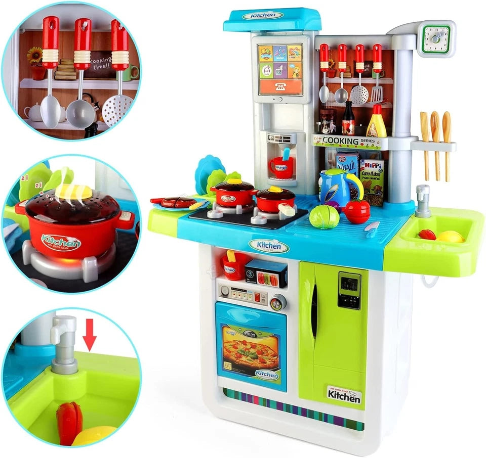 Cucina Giocattolo GRANDE per bambini Suoni Luci Acqua Accessori Inclusi h 98 cm