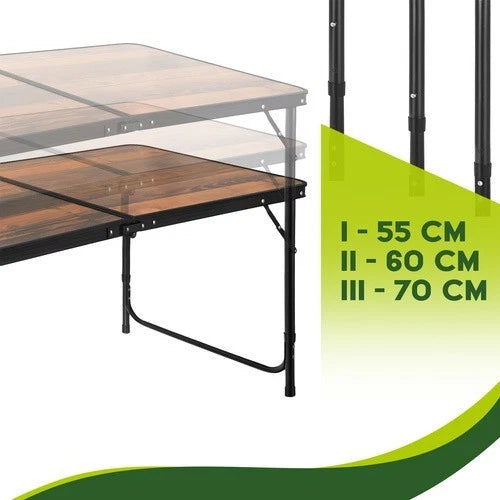 Tavolo campeggio pic nic+ 4 sgabelli richiudibile a valigetta altezza regolabile