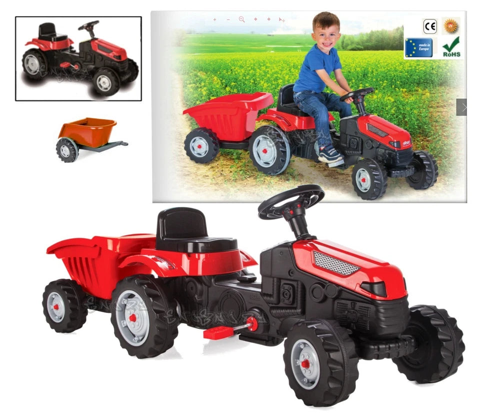 Trattore a pedali con rimorchio trattore grande gioco per bambini a pedali