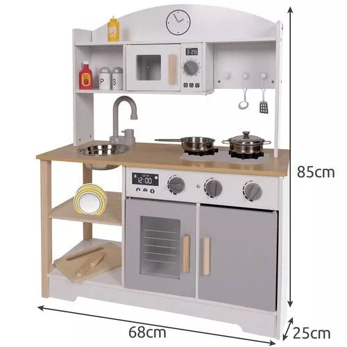 CUCINA PER BAMBINI IN LEGNO con pentole e accessori lavello e forno giocattolo