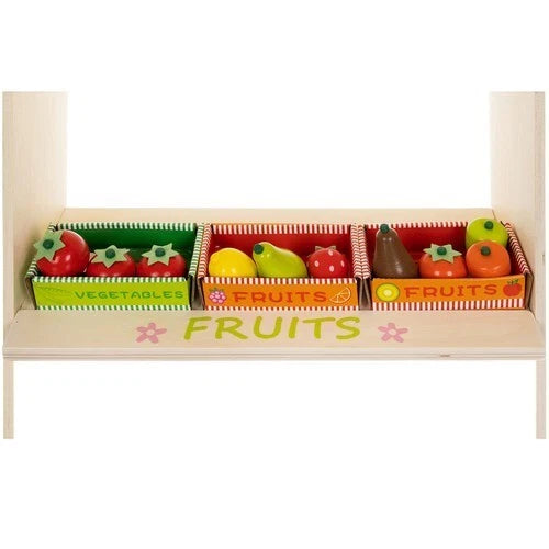 Banco del mercato Giocattolo, Gioco frutta verdura supermercato in Legno per Bambini