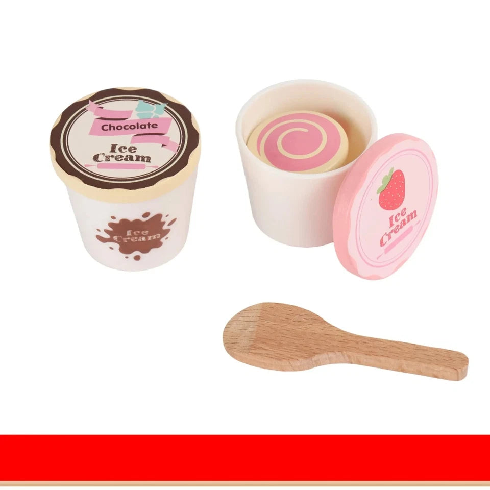 giocattolo in legno "la mia gelateria" set gioco gelati con accessori e dolci