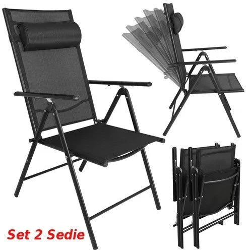 2 sedie da giardino reclinabili set 2 sedie pieghevole prendisole + poggiatesta