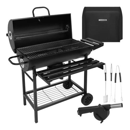 bbq barbecue xxl a carbone carbonella + accessori , soffiatore, copertura, termometro griglie