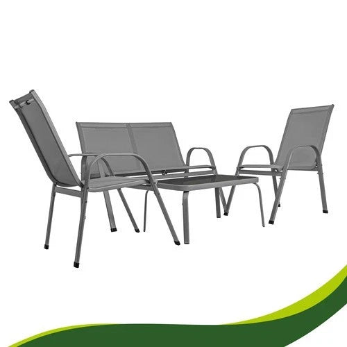 SET mobili DA GIARDINO TERRAZZO 4 POSTI sedie tavolo panca divano in acciaio
