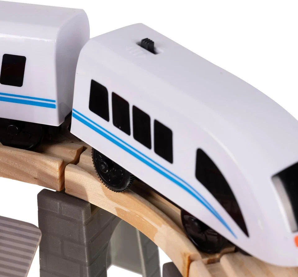 Pista Treno in Legno e Trenino Elettrico per Bambini e Set Ferrovia in Legno