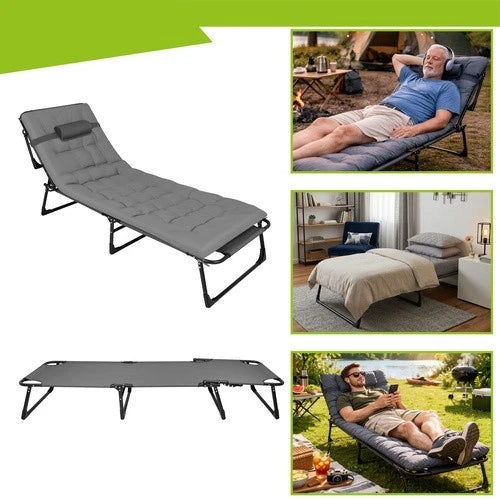 sdraio reclinabile lettino pieghevole prendisole con cuscino imbottito per casa,giardino,campeggio,mare o piscina