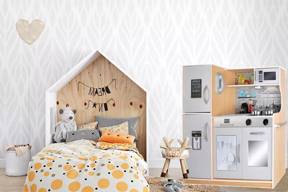 CUCINA PER BAMBINI IN LEGNO CUCINA GRANDE con FRIGO FORNO ACCESSORI e luce