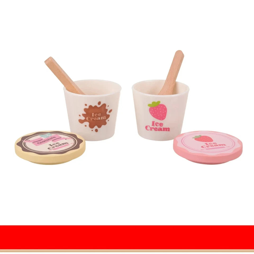 giocattolo in legno "la mia gelateria" set gioco gelati con accessori e dolci