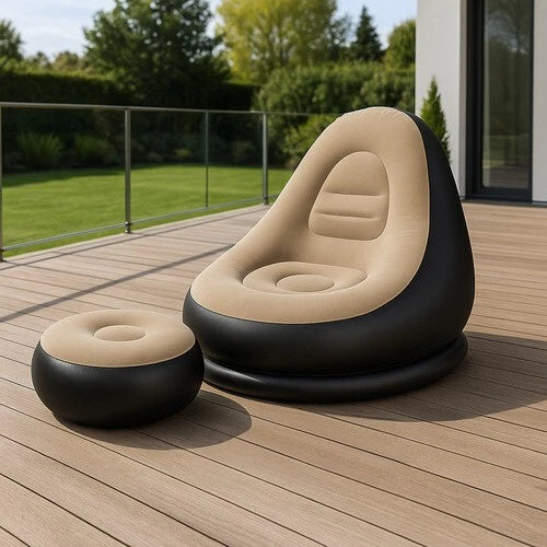 Poltrona Gonfiabile con Poggia Piedi da giardino Sedia lettino gonfiabile + pompa
