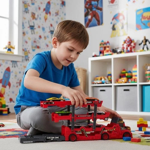 CAMION GRANDE BISARCA BAMBINI TIR TRASPORTO MACCHININE GIOCATTOLO + LANCIO AUTO