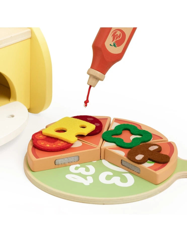 forno della pizza giocattolo in legno cibo e accessori gioco cucina chef pizza