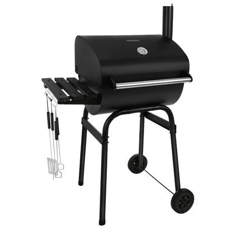 barbecue a carbonella bbq da giardino + accessori e soffiatore con termometro