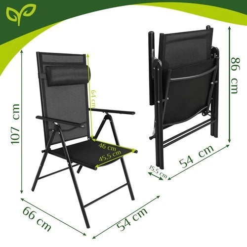2 sedie da giardino reclinabili set 2 sedie pieghevole prendisole + poggiatesta