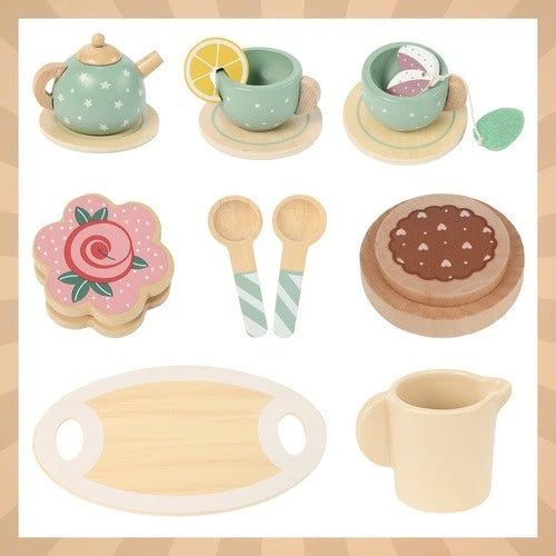 Gioco Pasticcere Giocattolo in legno dolci e set per il tè bambini + accessori