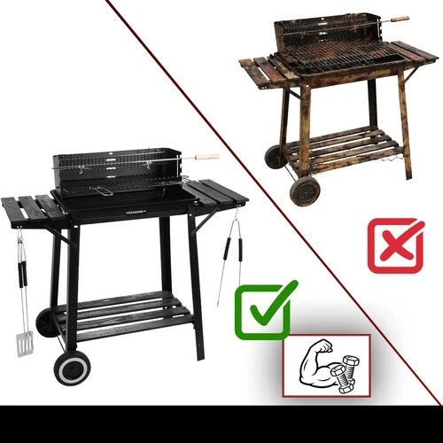 bbq barbecue a carbone carbonella da giardino grill regolabile ripiani spiedo e tanti accessori