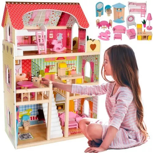 Casa delle Bambole in Legno villa bambole fashion per bambine accessori e luce