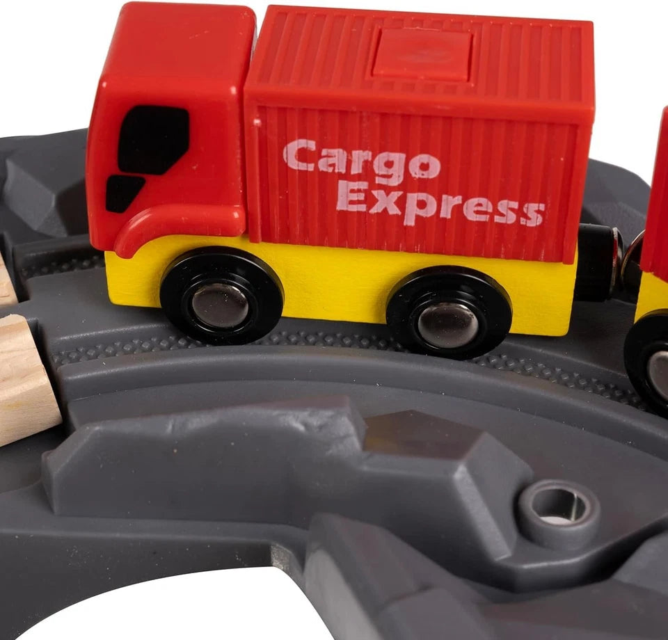 Pista Treno in Legno e Trenino Elettrico per Bambini e Set Ferrovia in Legno