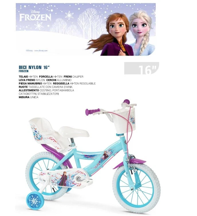 Bicicletta 16 Pollici Bici Frozen per Bambina Bici Elsa Anna 4 5 6 anni