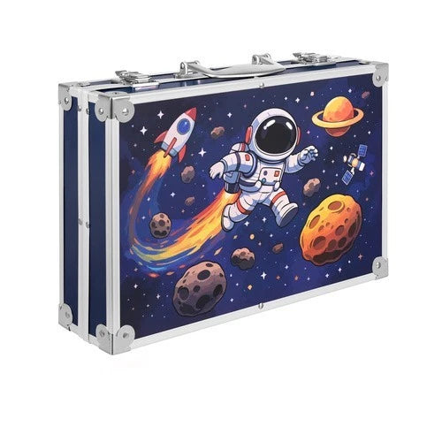 valigetta colori set pittura astronauta per bambini pastelli tempere pennarelli