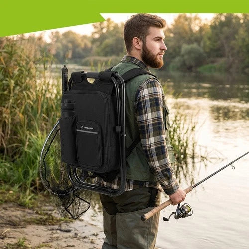 Sedia da pesca sgabello campeggio con borsa termica alimenti bevande sedia zaino