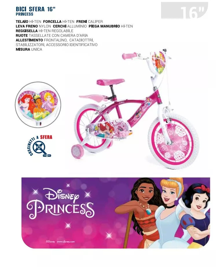Bicicletta Disney Princess 16 Pollici Bici per Bambina principesse 4 5 6 anni