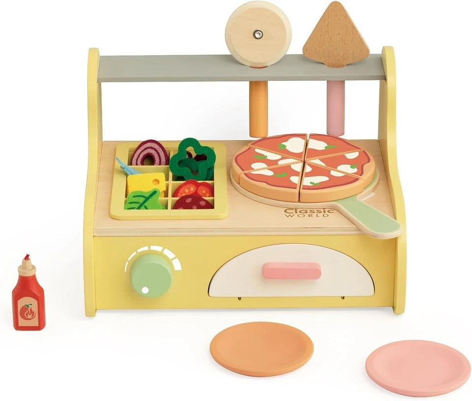 forno della pizza giocattolo in legno cibo e accessori gioco cucina chef pizza