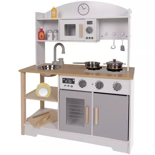 CUCINA PER BAMBINI IN LEGNO con pentole e accessori lavello e forno giocattolo