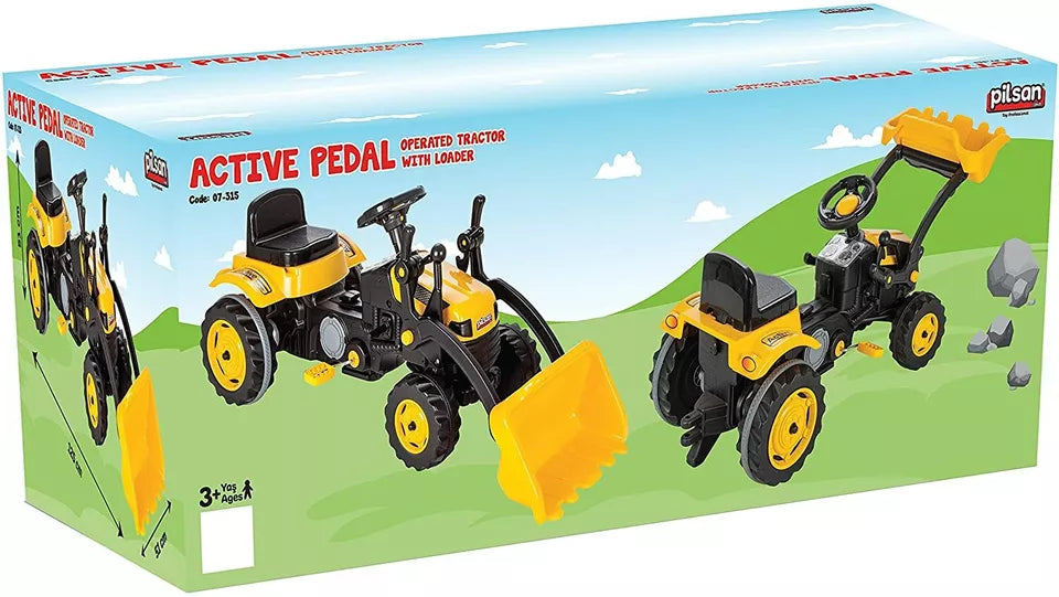 Trattore a pedali per bambini con escavatore sedile regolabile grande 125x51x51