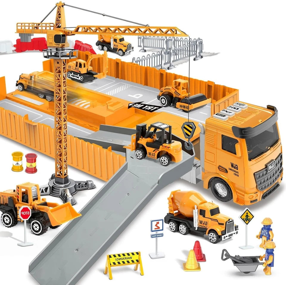 Camion Giocattolo per Bambini Veicoli da Cantiere Gru Gioco Betoniera Garage ecc