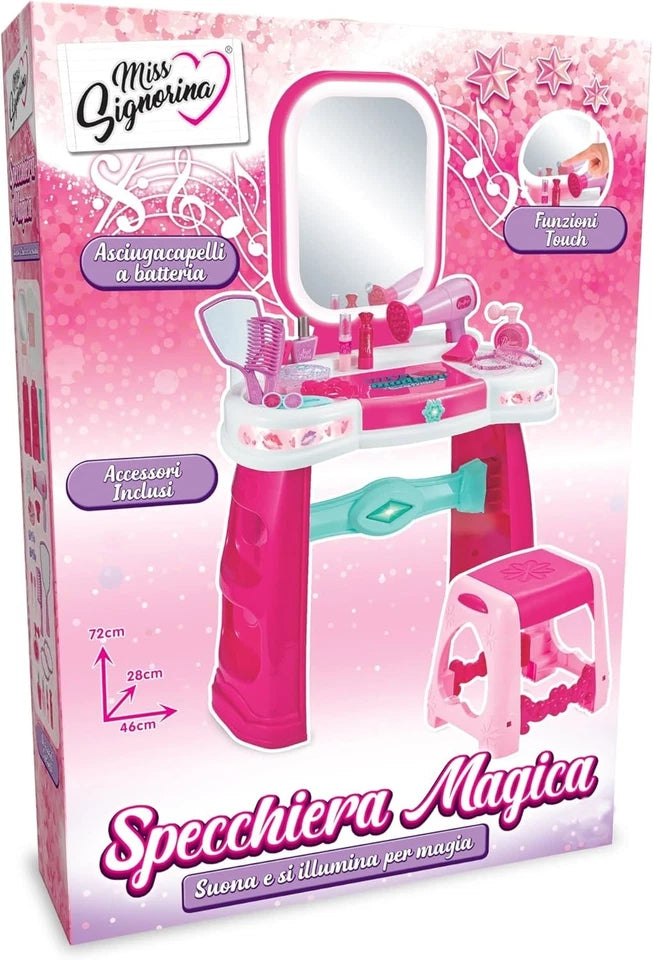 Specchiera Gioco con sgabello Bambine Specchio Trousse Set luci suoni h 72 cm