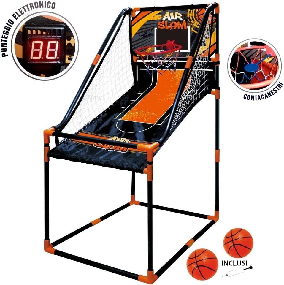 Gioco Basket Elettronico Arcade, Canestro Pieghevole, con Contatore segnapunti