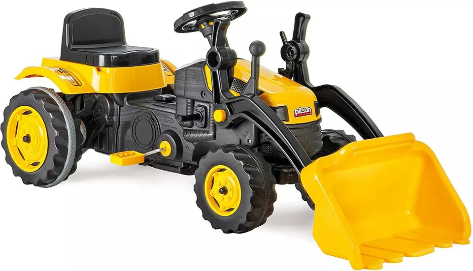 Trattore a pedali per bambini con escavatore sedile regolabile grande 125x51x51
