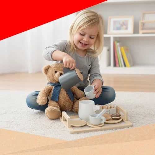 Giocattolo in legno per bambini set colazione gioco dolci tè biscotti tazzine
