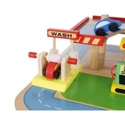 Garage in legno per bambini +veicoli 3 piani set gioco garage pista macchine