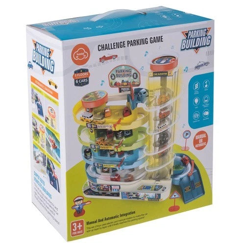 Grande Garage 4 piani set gioco garage pista macchine per bambini con 6 veicoli
