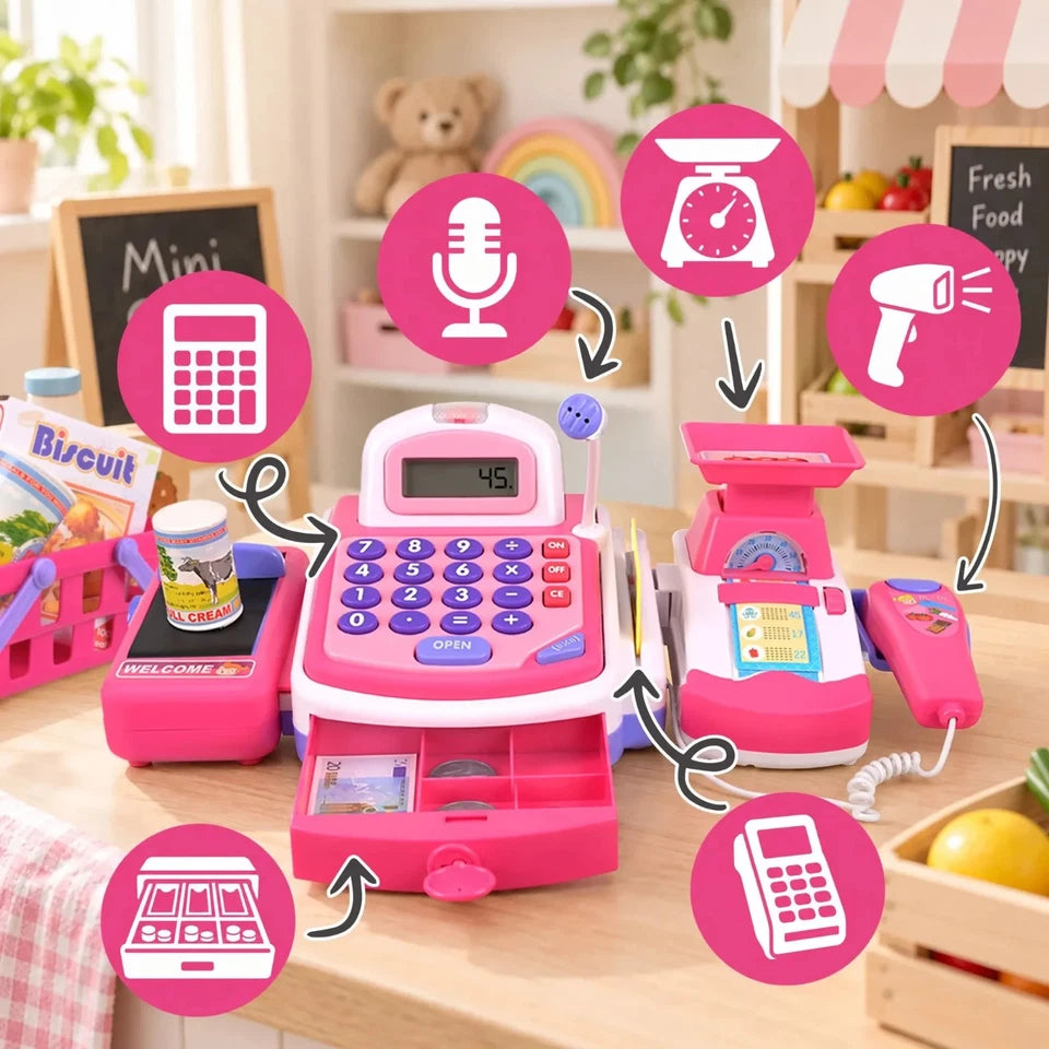 Registratore di Cassa Giocattolo Bambini Supermercato Elettronico luci e suoni