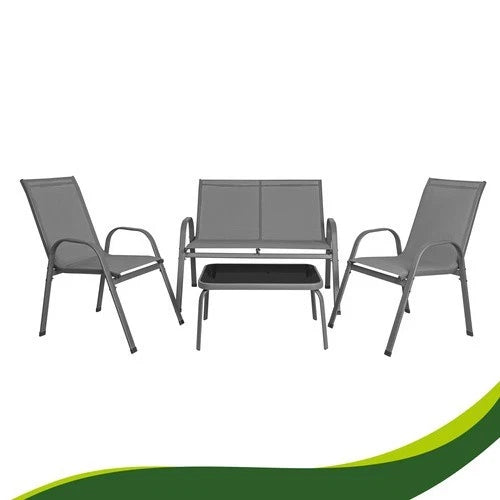 SET mobili DA GIARDINO TERRAZZO 4 POSTI sedie tavolo panca divano in acciaio