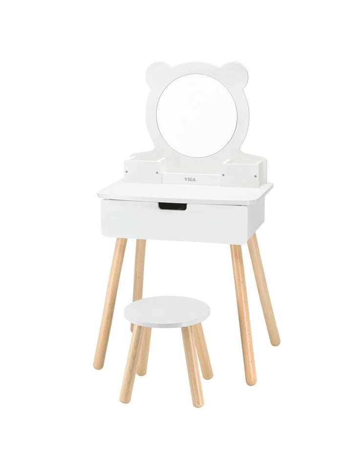specchiera giocattolo specchio tavolo da trucco e accessori unicorno per bambine in legno