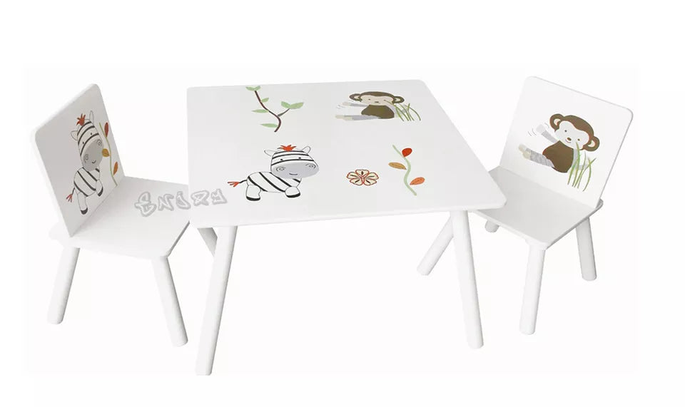 TAVOLO PER BAMBINI In LEGNO + 2 SEDIE TAVOLINO DA GIOCO E STUDIO camera bambini