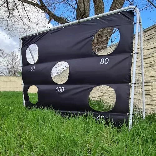 Porta da Calcio in Metallo 240x85x170 cm Porta da Calcio con Rete Telo Bersagli